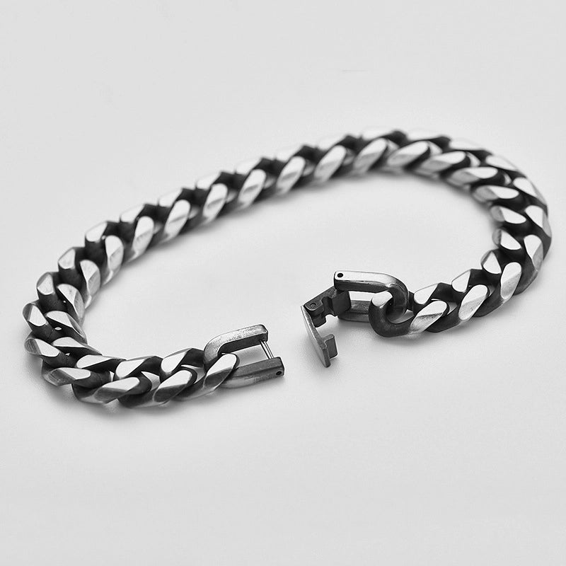 Hip-Hop Solid Color Titanium Steel Cuban Link Chain Curb Chain Bracelets In Bulk