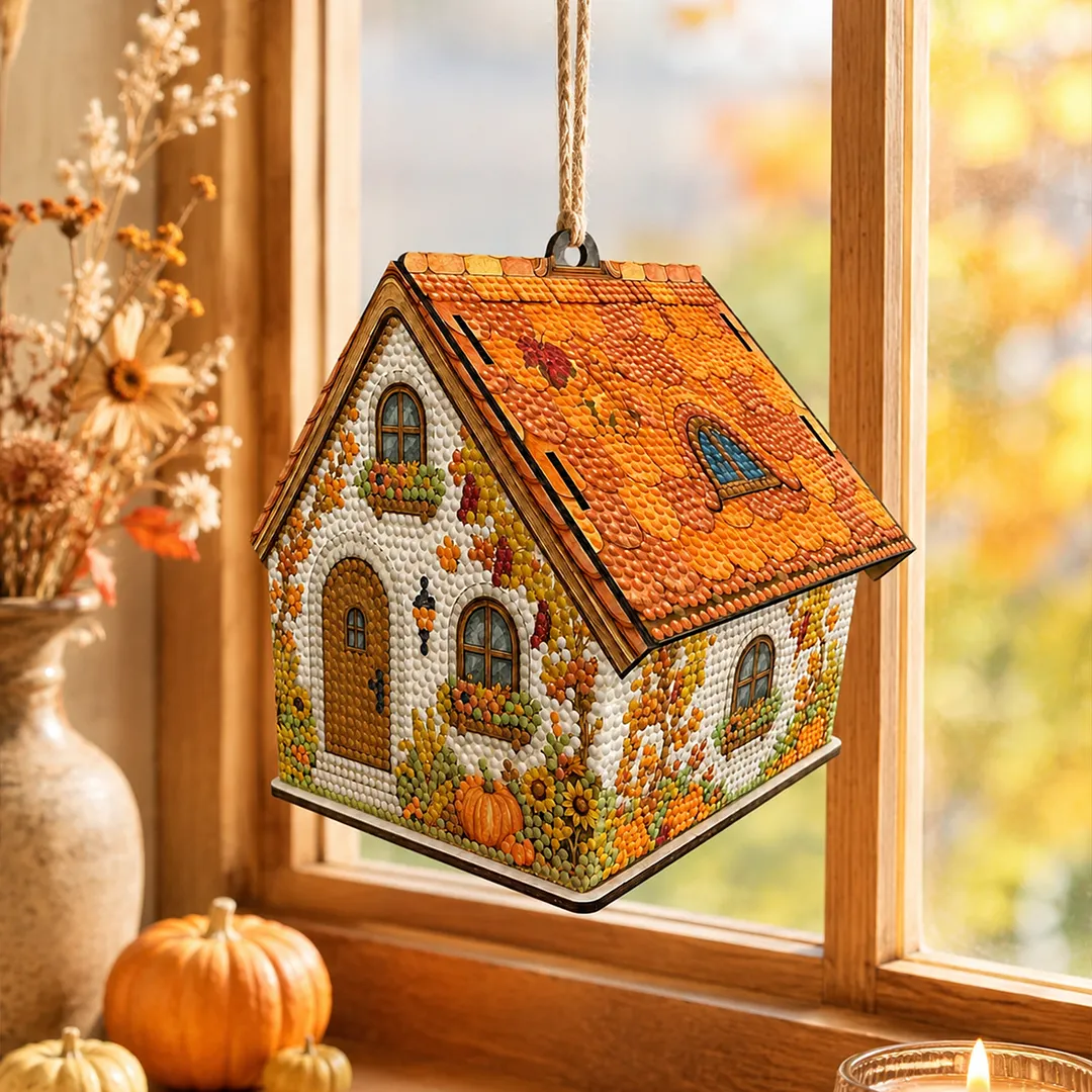 DIY Wooden House Diamond Art Painting Kit for Adults Home (Autumn Harvest)