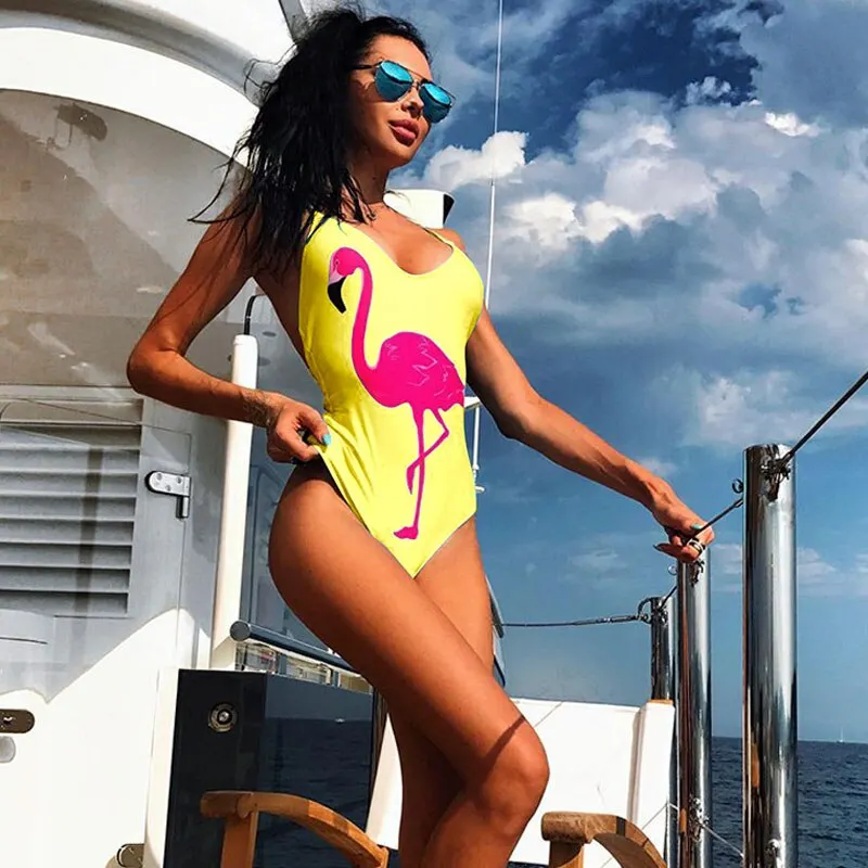 New Cute Ice Cream Print one piece swimsuit Backless swim suit  women Swimwear Push Up Bathing suit swim wear female Monokini
