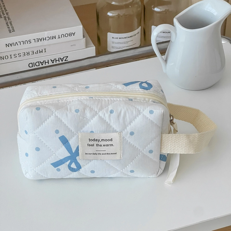 Classic Style Bow Knot Polyester Sewing Thread Square Makeup Bags