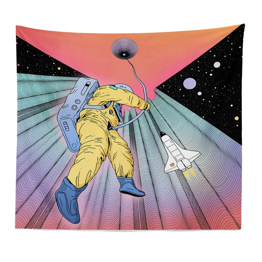 Spaceman Astronaut Wall Hanging Tapestry Hippie Psychedelic Polyestry Printed Tapestries Bedroom Background Decor Wall Carpet