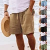 Men's Casual Cotton Linen Breathable Beach Shorts by Inlyline