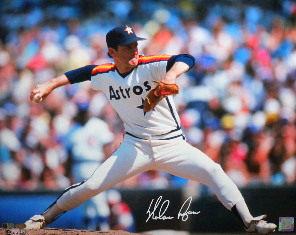 Nolan Ryan Signed Houston Astros 16X20 HM Pitching Horz Photo Poster painting- AIV Hologram *Wh