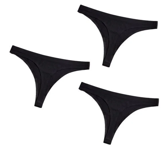 3PCS/Lot Ice Silk Thong Panties Sexy Women Underwear Female G-string Panties Solid Briefs For Ladies Low Waist Seamless Panty