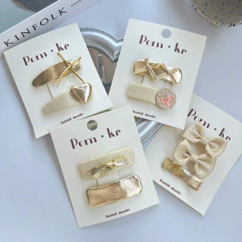 Cute Kid’S Heart Shape Bow Knot Leather Sequins Hair Clip