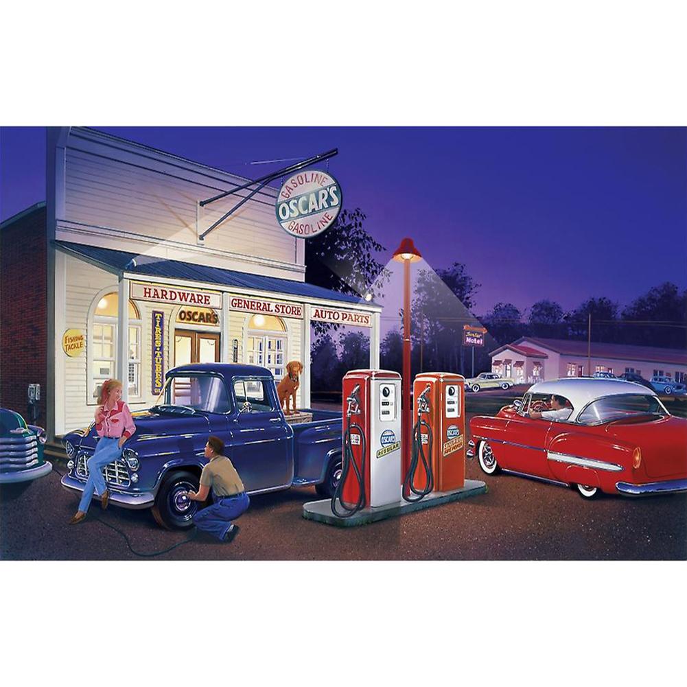 

40*30CM - Gas Station - Square Drill Diamond Painting, 501 Original
