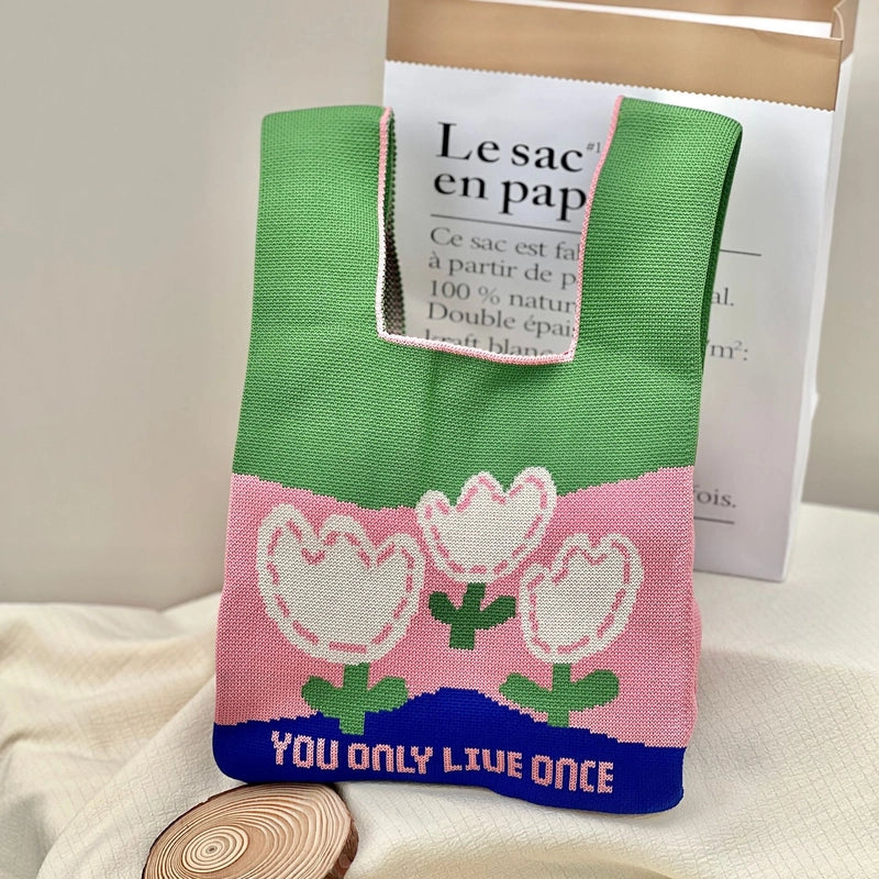 Gift Packaging Handbag Casual Knitted Handbag Woven Bag Multi-pattern Style Knitted Bag For Women