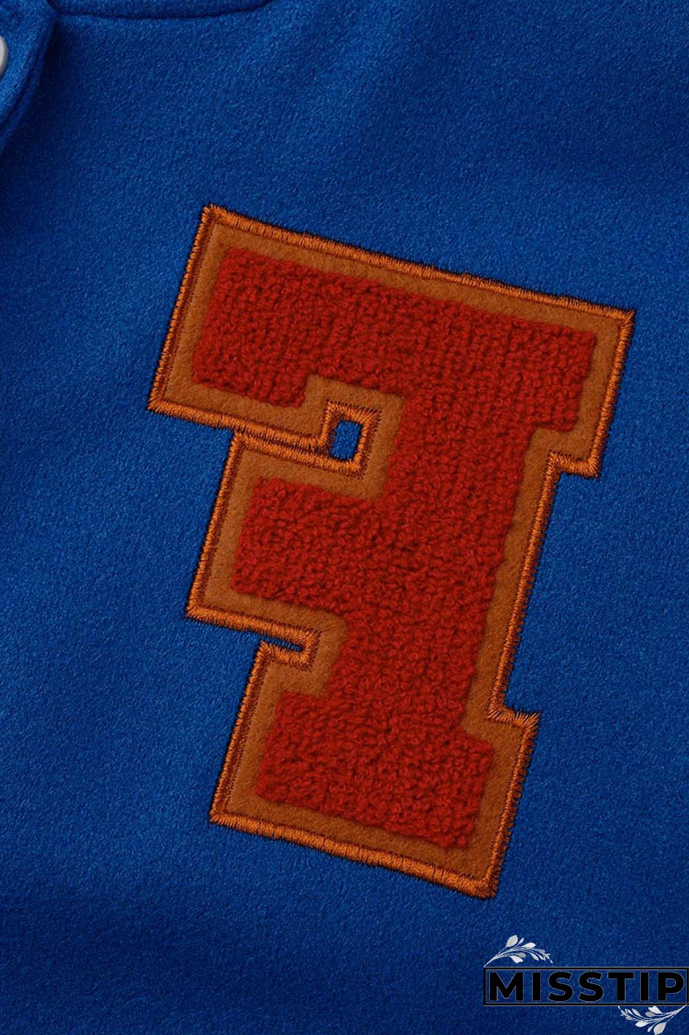 Blue Casual Letter Patchwork Contrast Turn-back Collar Outerwear