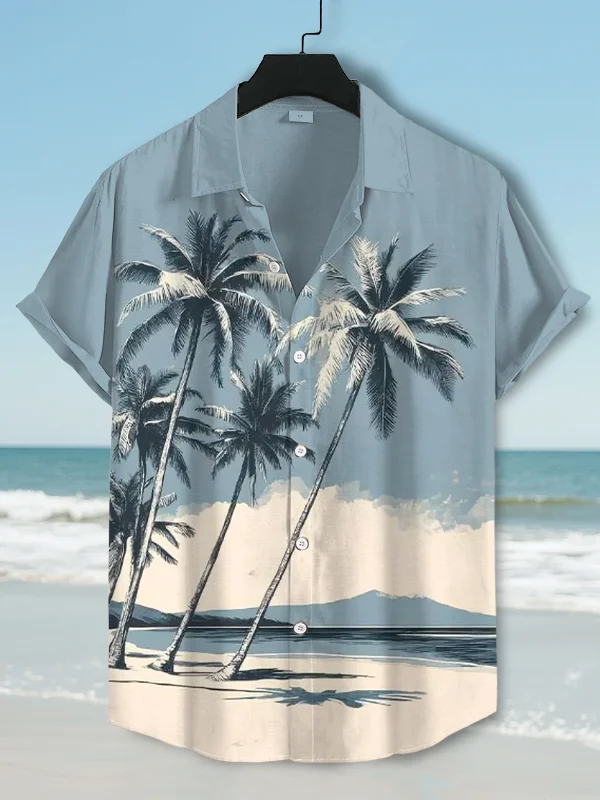 Men's Palm Trees On The Beach Art Print Shirt