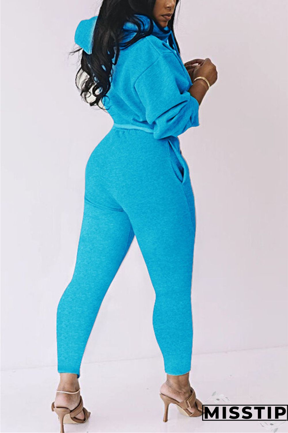 Gray Fashion Casual Long Sleeve Hooded Collar Regular Sleeve Short Solid Two Pieces