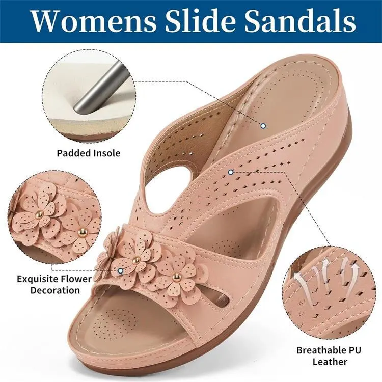 Breakj Breakj The Summer Of 2025, The New Women's Thick-Bottomed Slippers Large-Size Fish Mouth Thick-Bottomed Wearing Beach Shoes Flower Decoration