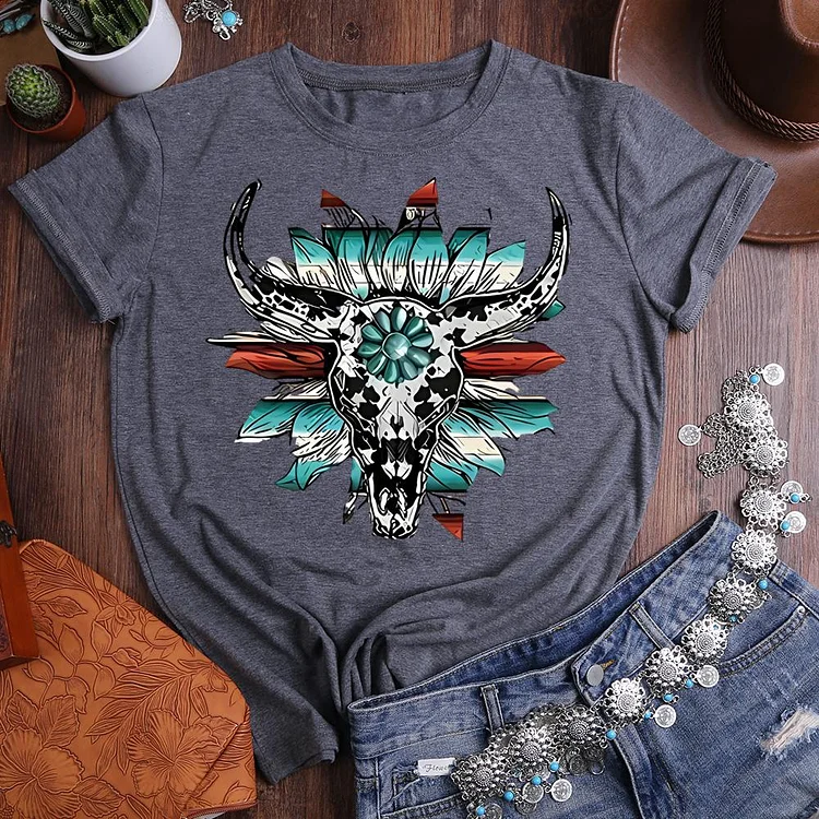 western cattle Round Neck T-shirt-0020760