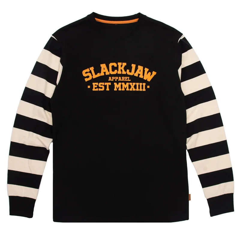 Vintage Cotton Black And White Striped Letter Print Sweatshirt