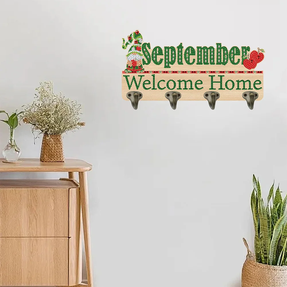 DIY Wooden Calendar September DIY Diamond Art Craft Wall Hooks for Beginners Adults