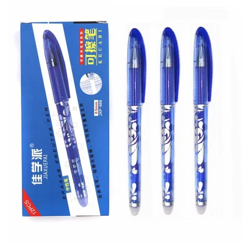 12pcs/box Luxury Erasable Pen Set 0.5mm Blue Black Ink Ballpoint Pen for School Supplies Student Writing Exam Stationery Pens