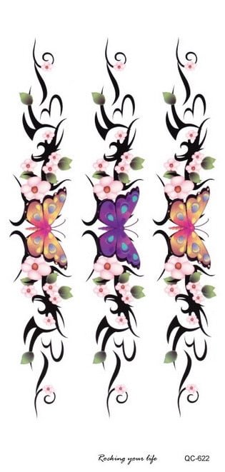 New2020 Black Butterfly Flower Temporary Tattoo Sticker tribal body tattoo Arm Leg Belly Tattoo For women waterprof Taty