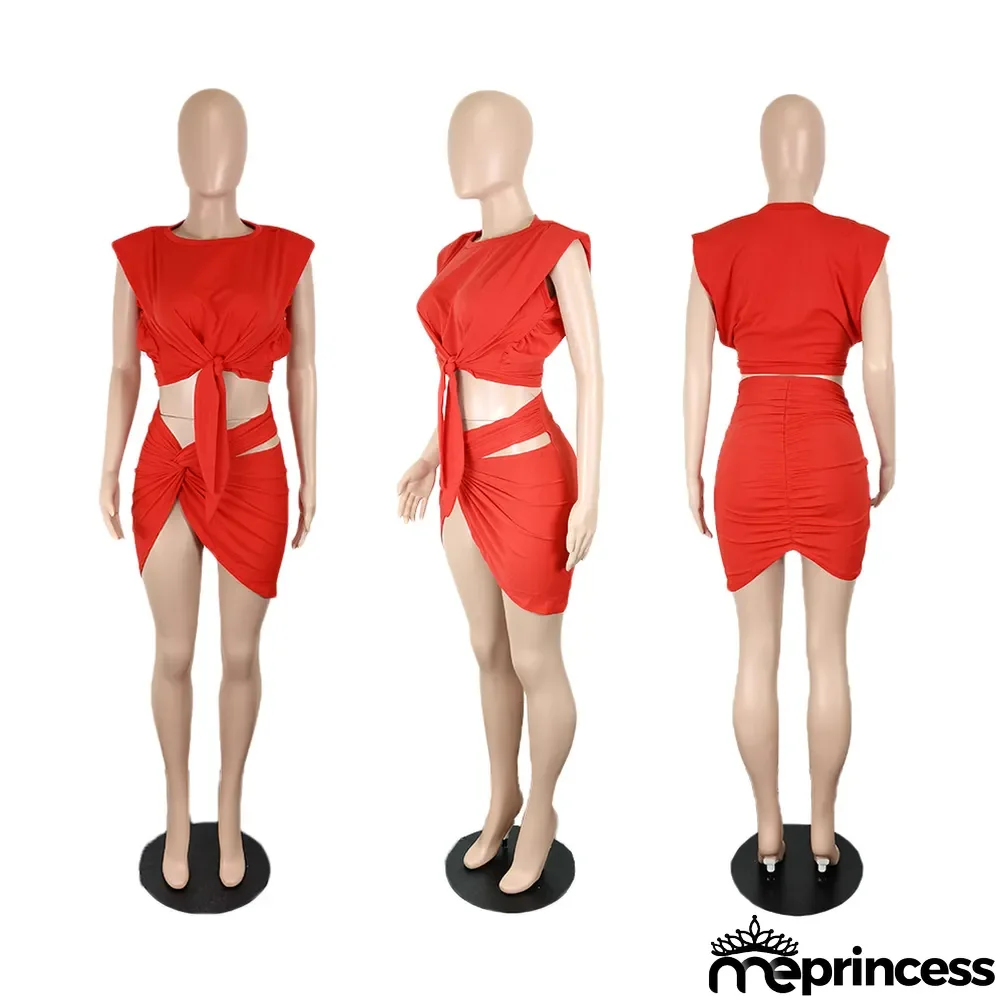 Sexy Fashion Sleeveless Top Skirt Two Piece Set