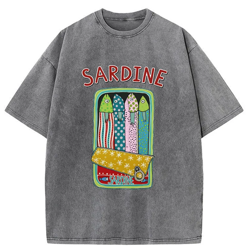 Colorful Sardines Washed T-shirt artswardrobe