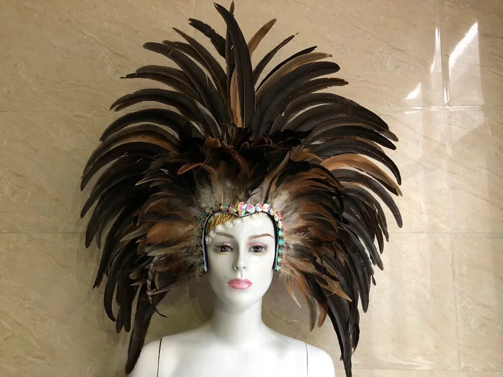 VCSHOES Brazil Rio Spanish Cuba Santiago Havana Venice Dionysia Carnival Float Mask Dress Masque Ball Costume Samba Plumage Plume Headd