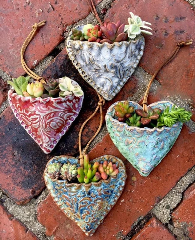 Planting Succulent Heart Pocket Planter