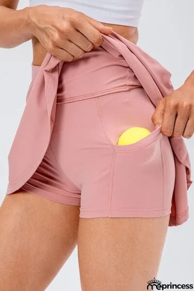 High Waist Pleated Active Skirt