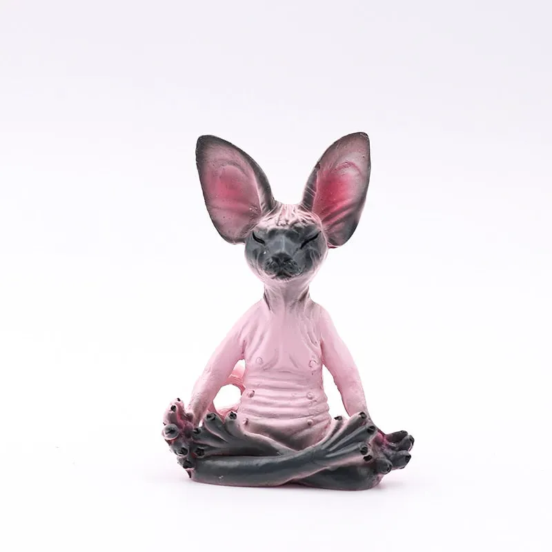 Whimsical Buddha Sphynx Cat Figurine Meditation Yoga Happy Cat Decor Art Sculptures Outdoor Garden Statues Figurines D&eacute;co Jardin