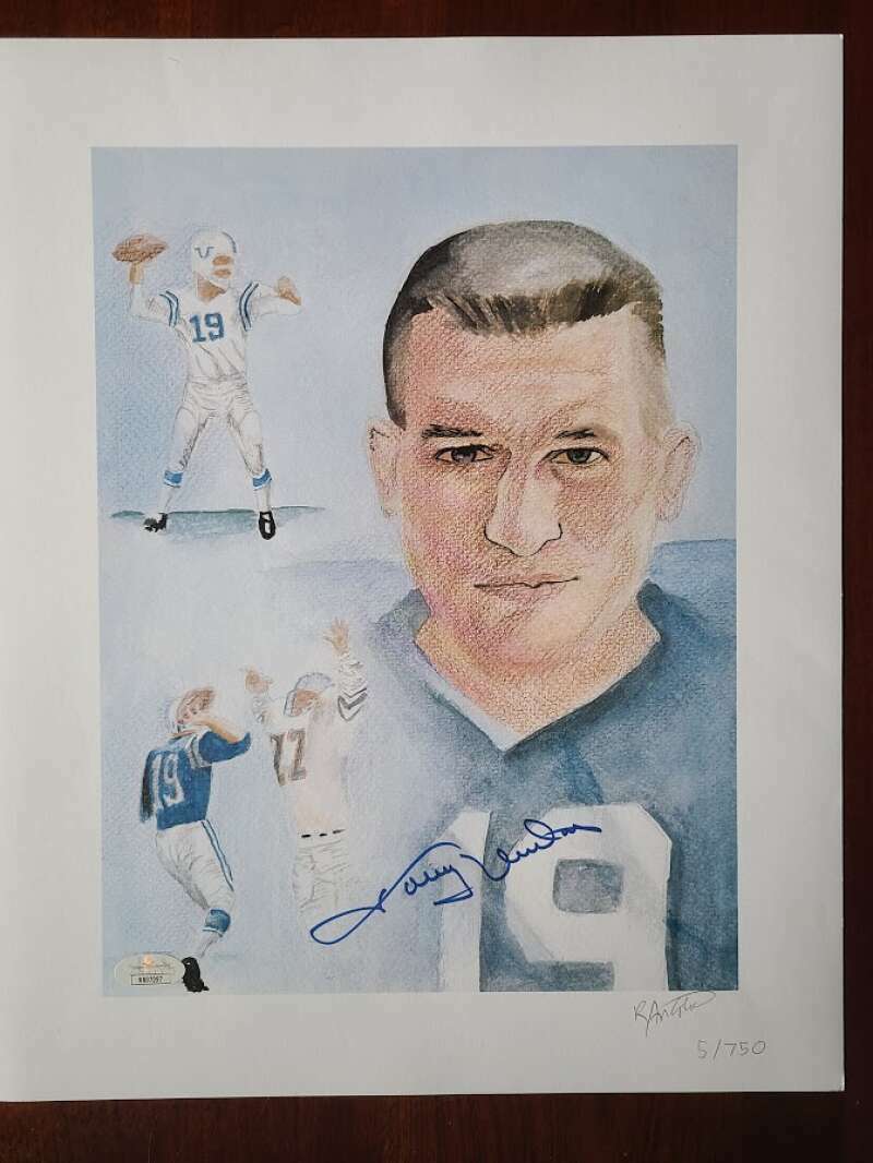 Johnny Unitas JSA Coa Signed 12z15 Litho Photo Poster painting #/750 Autograph