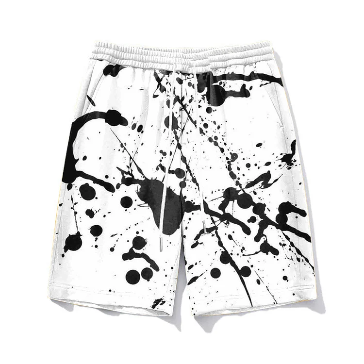 White Splash Ink Men's Plus Size Personalized Print Shorts