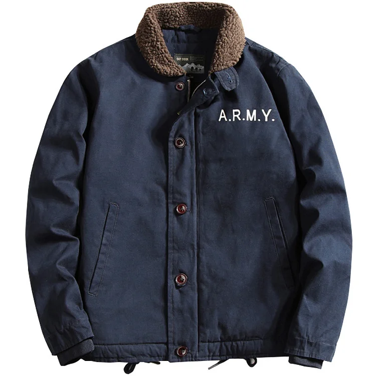Vintage Casual Fleece Army Bomber Jacket