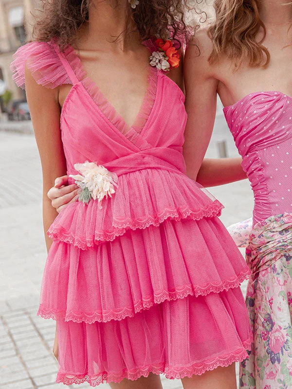 V neck cake dress in rosemary