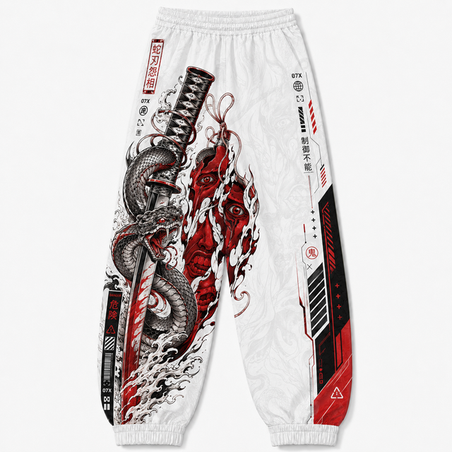 Red Dragon Serpent Techwear Jogger Pants