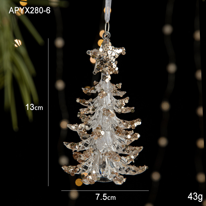 Christmas decorations sequins acrylic pendant transparent snowflake pendant Christmas tree scene layout props-MERUMOTE