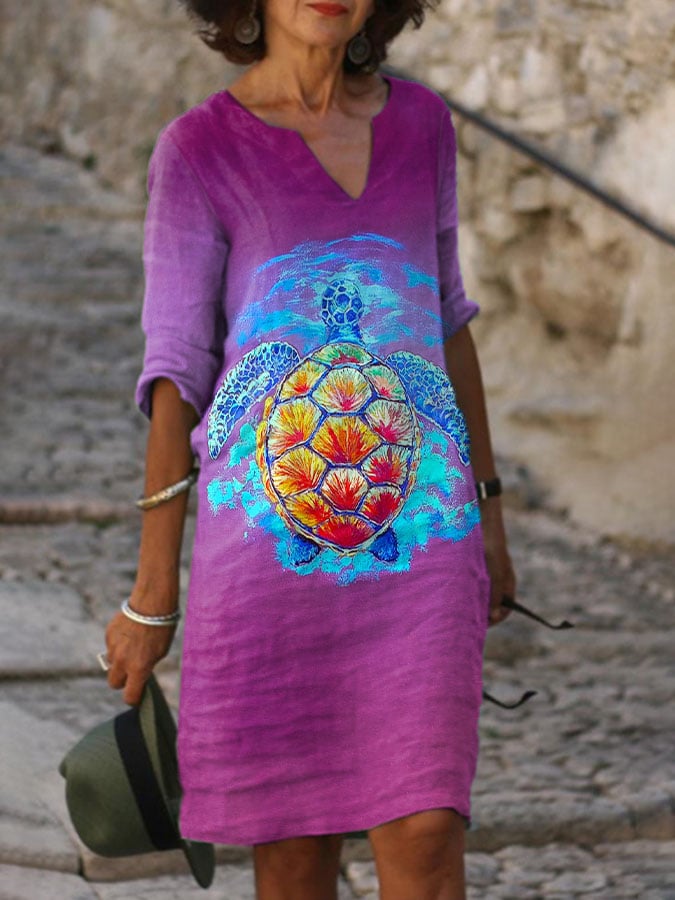 Ocean Turtles Print Dress