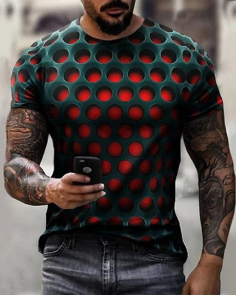 2023 Men's Hot Sale Fashion Casual 3D Printing Short Sleeve T-Shirt Tops