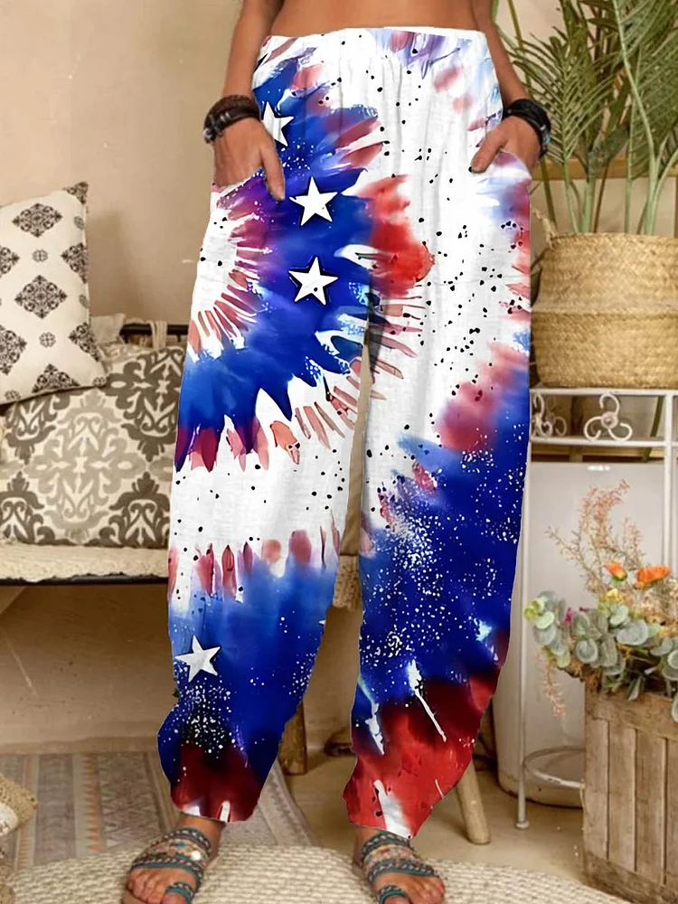 Women's Independence Day Flag Art Print Lounge Pants