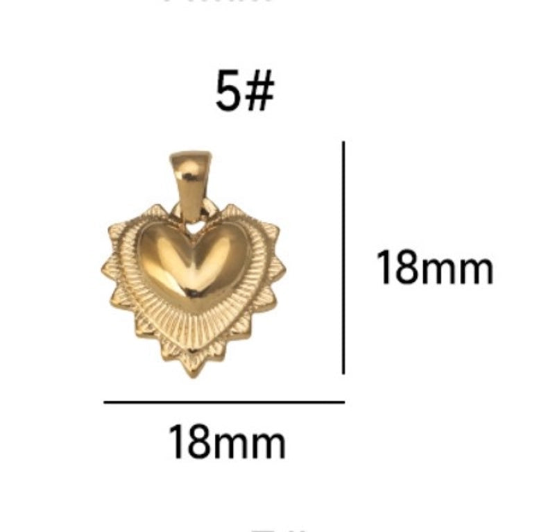 1 Piece Titanium Steel Heart Shape Flower Pendant