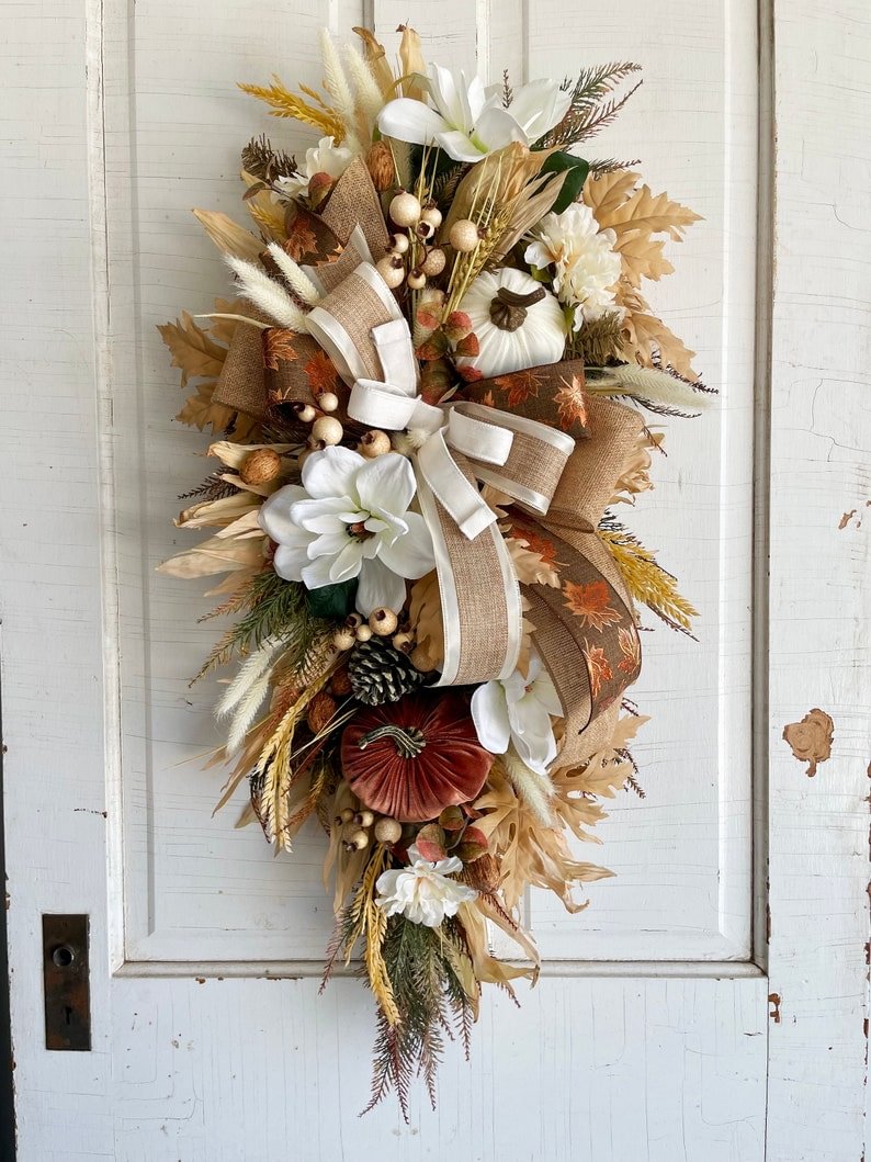 🔥Last Day 49% OFF🔥Neutral Fall Magnolia Swag Front Wreath