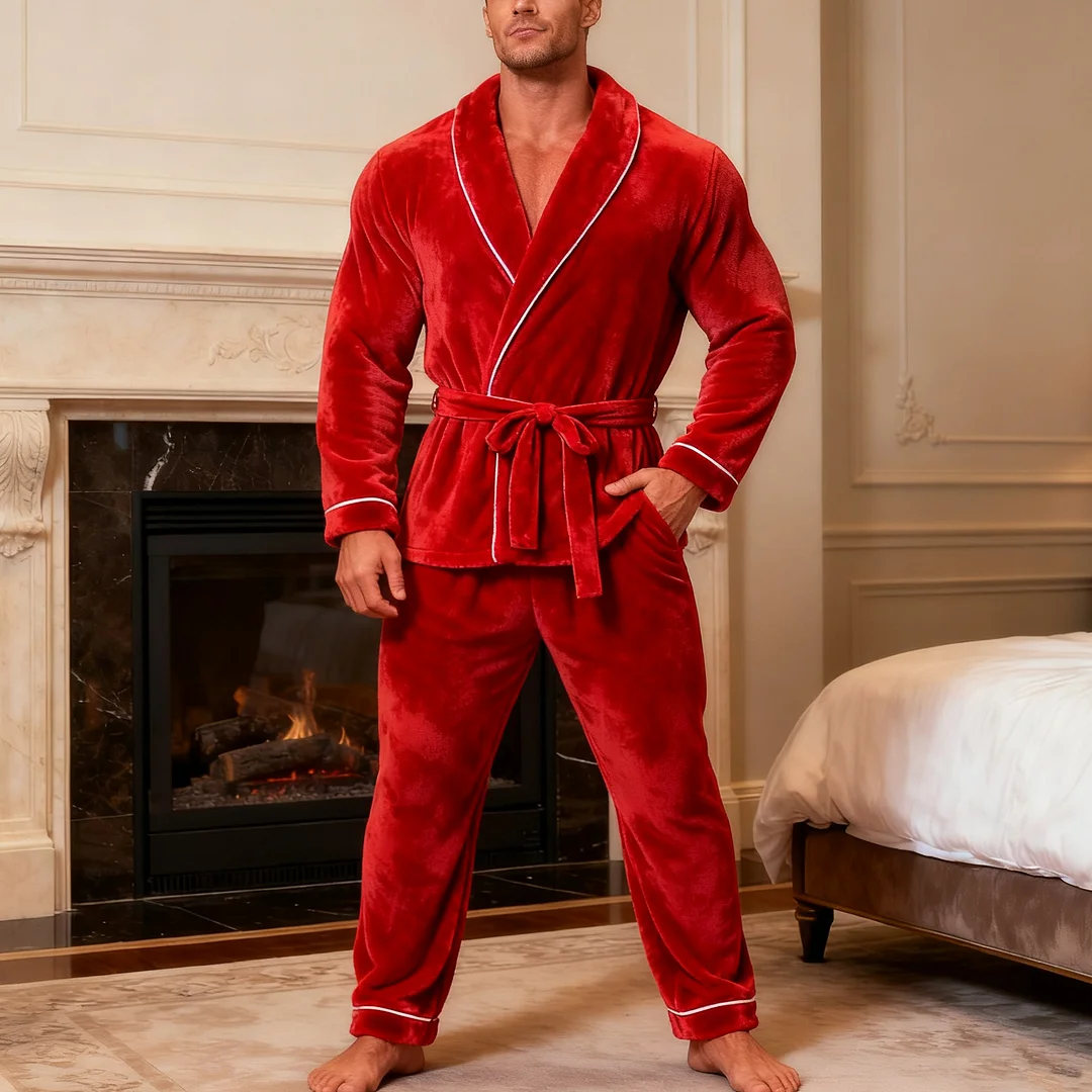 Men's Autumn/Winter Warm Christmas Daily Pajama Set-inspireuse
