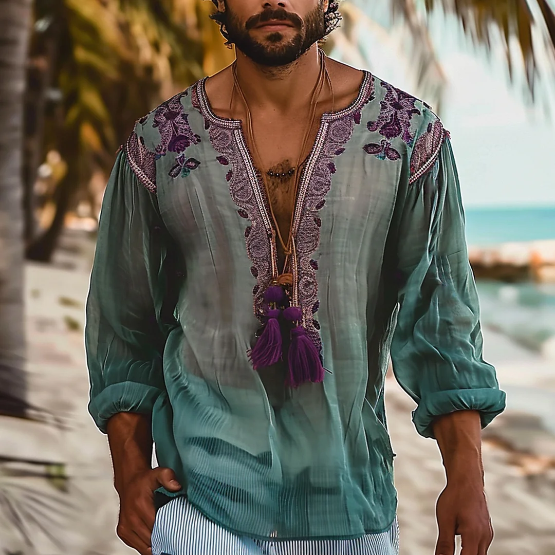 Mens Holiday N Ethnic Linen Shirt