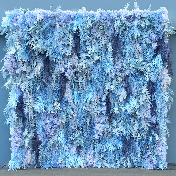 A603 A7441 Haze Blue Feather Mist Grass Flower Wall 3D Fabric Cloth Floral Wall Wedding