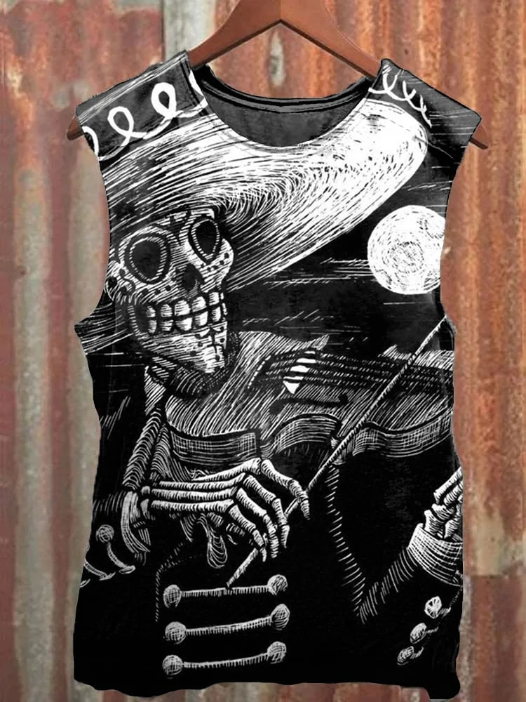 Halloween Hip Hop Skull Print Unisex Vest