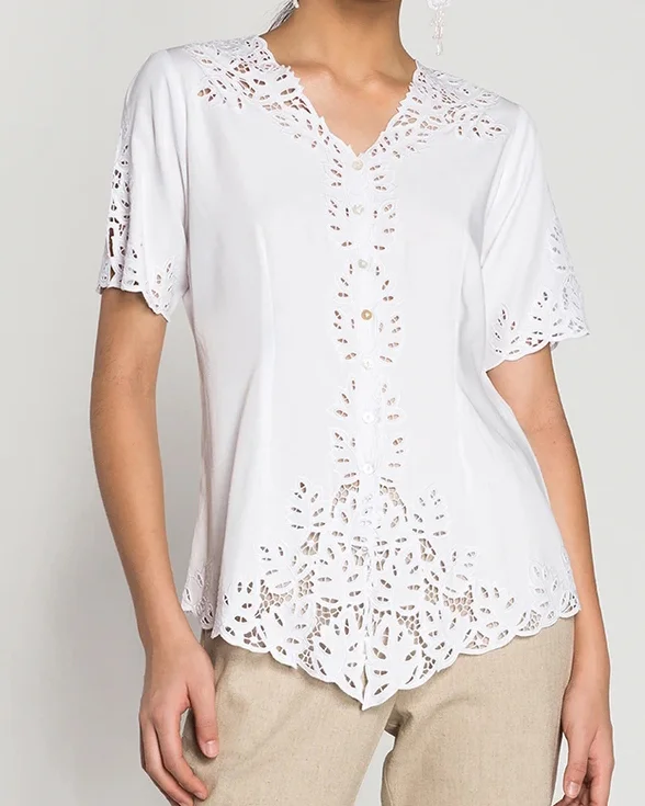 Retro lace blouse top