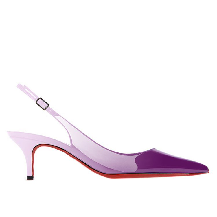 2.36" Women's Kitten Heel Pointed Toe Slingback Shoes Red Bottom Pumps Gradient Color-MERUMOTE