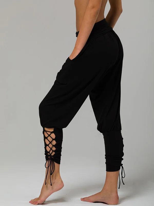 Solid Loose Bandage Athletic Pants