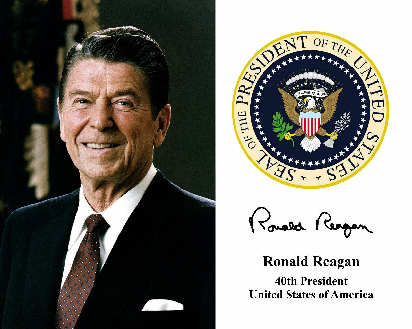 PRESIDENT RONALD REAGAN PRESIDENTIAL SEAL SIGNED AUTOGRAPH 8.5 x11 Photo Poster painting PICTURE