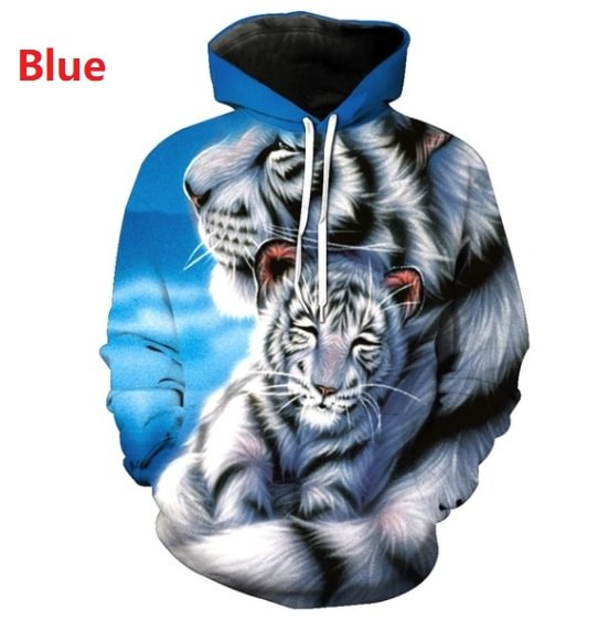 Tiger 3D Print Hoodies Long Sleeve Women/Men Animal Pattern Sweatshirts Sport Pullover - Shop Trendy Women's Clothing | LoverChic