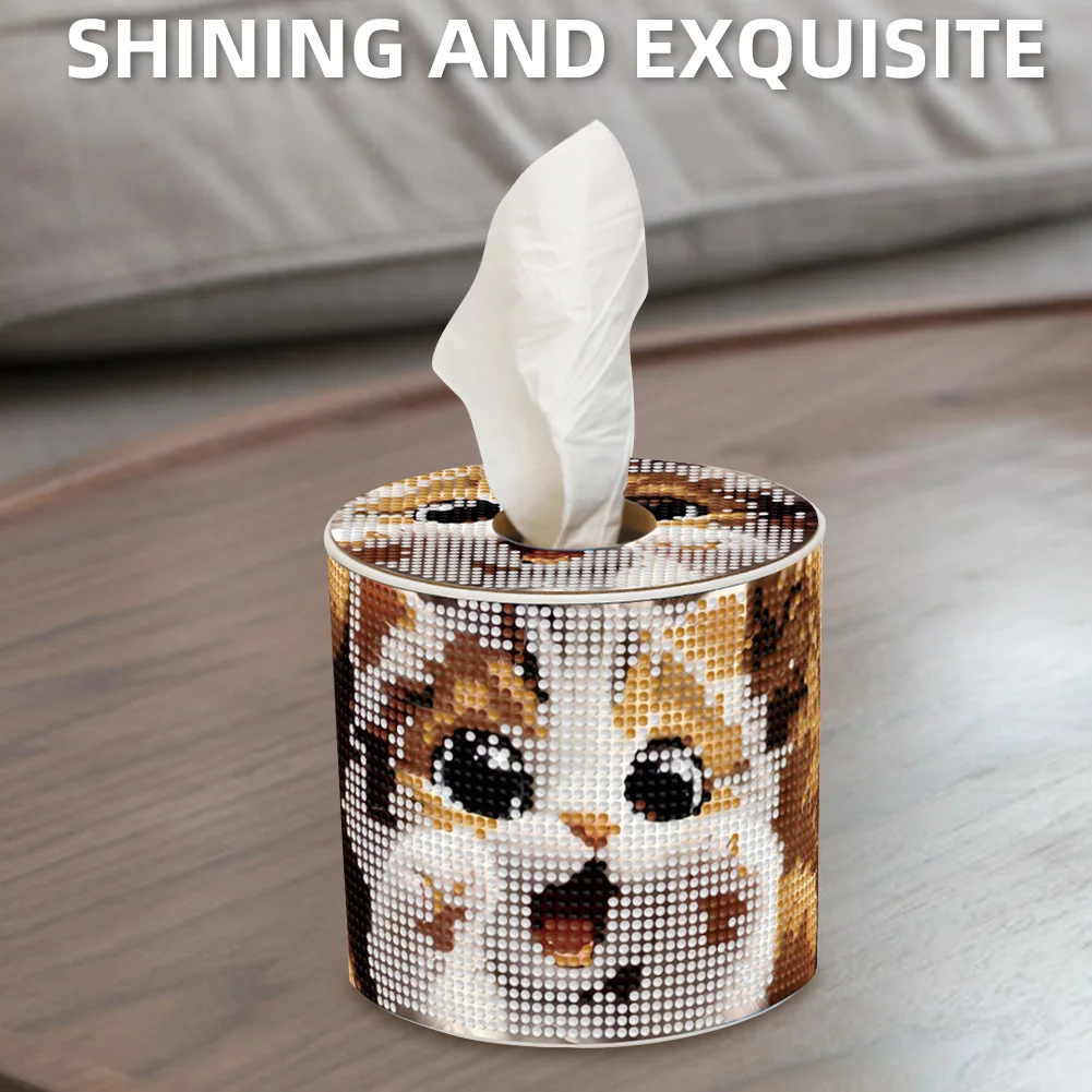 Cute Kitten DIY Diamond Painting Handmade Tissue Holder Rhinestones Tissue Box