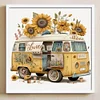 Diamond Painting -DIY Round Drill Sunflower Bus