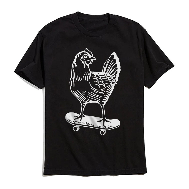 Skateboarder Chicken Skateboarding Funny T-Shirt Unisex Graphic Tee 