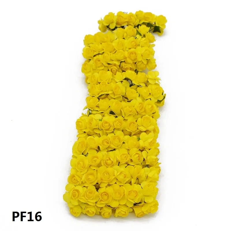 72Pcs/lot 2CM Multicolor Paper Artificial Flowers Mini Rose Flower Head Wedding Bouquet Scrapbooking Party Home Decoration